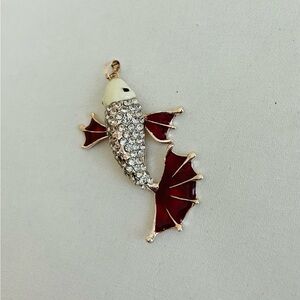 Elegant Red and Gold Crystal Fish Pendant
